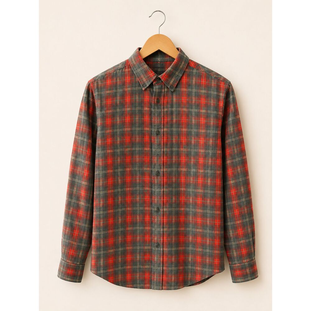 J.Crew Plaid Button-Down Shirt | Men's XL | 100% Cotton | Red & Charcoal Plaid